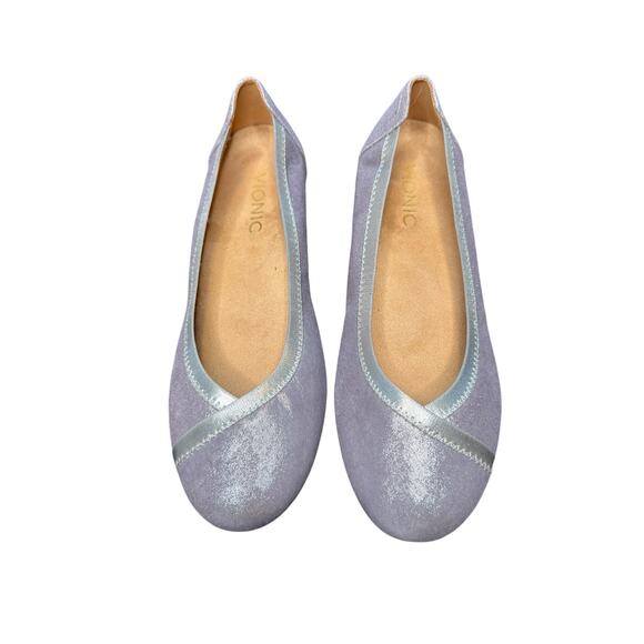 Vionic Purple Shimmery Office Work Career Caroll Almond Toe Ballet Flats Size 7 - Picture 1 of 8